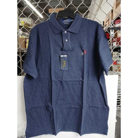 NWT Polo Ralph Lauren Slim Fit Mesh Polo Shirt Blue Crew Neck Size XL - Picture 1 of 3